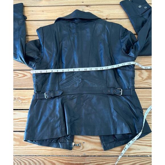A New Approach Zip Pocket Lamb Skin Jacket Size Medium Women’s Black Full Zip - Picture 7 of 8